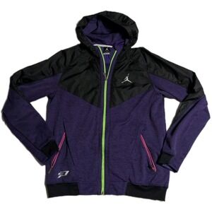 Jordan CP3 Therma-Fit Hoodie Jacket Purple Black Neon Zip Womens Large